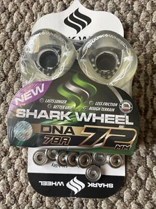 Shark Wheels Longboard New DNA Tech 72mm 78a Color Clear & Abec 7 Bearings - Picture 1 of 11