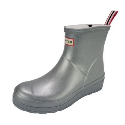 Hunter Play Short Cosmic Rain Boot Women's Waterproof Silver Sz 7 WFS1021MGT NEW - Image 1 of 4