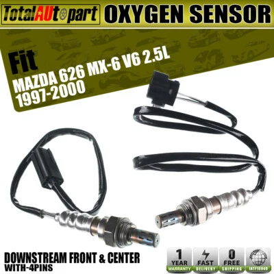 Sensor de oxígeno 2 piezas para Mazda MX6 626 V6 2,5 L aguas abajo centro y delantero 1997-2000 Foto 1 de 4