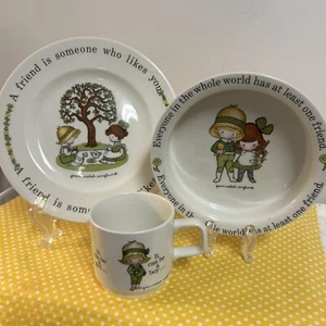 Joan Walsh Anglund 3 Piece Child Dish Set Plate Bowl Cup England VTG Johnson Bro - Picture 1 of 18