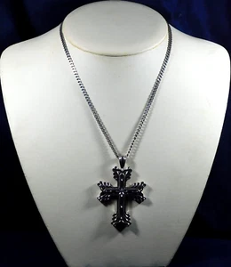 DESIGNER STERLING MANUFACTURED NECKLACE CROSS PENDANT - Picture 1 of 5