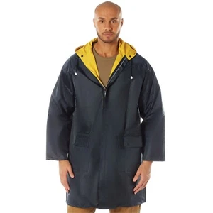 Rothco Waterproof Reversible Hooded Rain Parka Longer Coat 3/4 Length - Picture 1 of 11