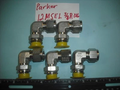 Lot of 5 PARKER M12MSEL3/8R Male Elbow 12mm Tube x 3/8 BSPP Straight Thread - Изображение 1 из 4
