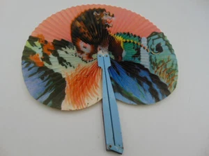 Roaring Lion Folding Metal & Paper Hand Fan Vintage 1950's - Picture 1 of 5