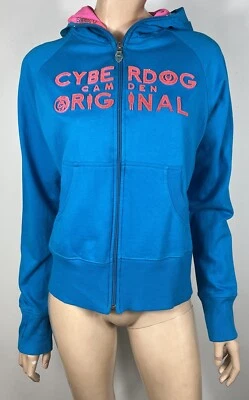 Cyberdog Blue and Pink Zip Up Hoodie - Size Small - image 1 of 4
