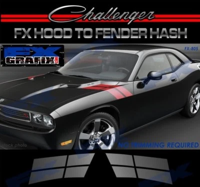 Dodge Challenger Hood Fender Hash Accent Top Quality Stripes 2009 - 2014 - Image 1 of 3