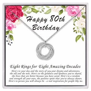 80th Birthday Gifts for Women, 925 Sterling Silver Necklace for Women Eight C... - Picture 1 of 6