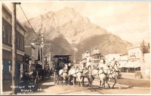 ALBERTA CANADA HORSE-DRAWN STREET CANADIAN PACIFIC RAILROAD REAL PHOTO POSTCARD - Picture 1 of 2