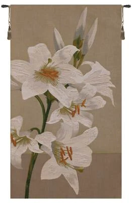 Tapiz francés flor de lirio 34x18 en jacquard tejido decorativo colgante de pared NUEVO Foto 1 de 4