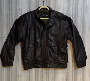 Pierre Cardin Bomber Jacket Men’s Large Vintage 90s Black 100% Lambs Leather