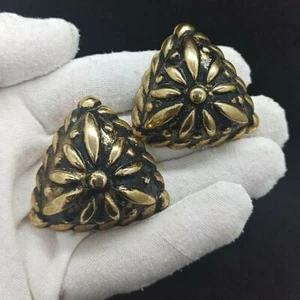 Oversize Authentic Vintage Earrings lightweigh Clip On Goldtone Large Statement  - Bild 1 von 10