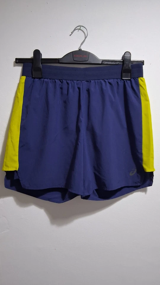 Asics Womens Blue Bright Yellow Running Shorts Size Small - Image 1 of 4