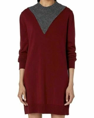 Maison Margiela MM6 ColorBlock Wool Blend Sweater Dress  sz XS  Burgundy  - Image 1 of 3