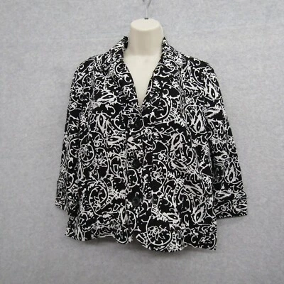 Blusa Top Mujer RQT Talla L Negra Blanca Manga 3/4 Foto 1 de 4