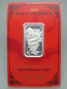 2024 PAMP Anno del Drago 10g Silver Bar Serie Leggenda Lunare - Foto 1 di 4