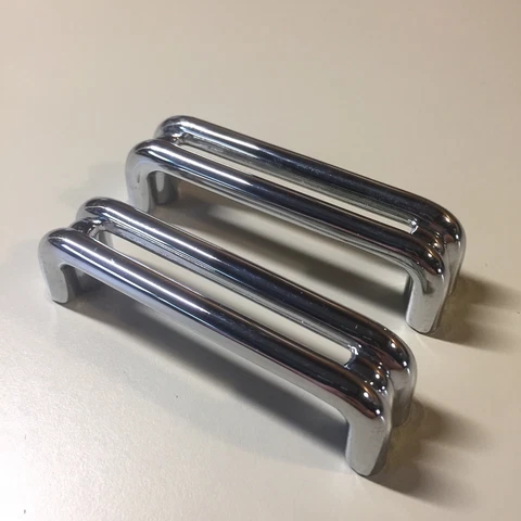 2 Vintage KBC Chrome Split Bar Drawer Pull Mid Century Style Lot M Cover