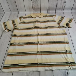 VINTAGE Knights of Round Table Polo Shirt Mens XL Yellow Brown Striped 90s - Picture 1 of 11