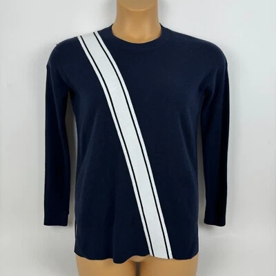 Athleta Sweetwise Sweater Navy Blue Stripe Cotton Thumbholes 405698 Womens XXS - Image 1 of 4