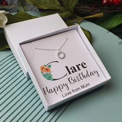Collar Regalo Cumpleaños Plata Esterlina Regalo Personalizado para Ella Añadir Cualquier Texto Foto 1 de 4