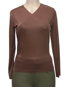 Vintage Damen Top Langarm transparent braun Gr. S - Bild 1 von 6