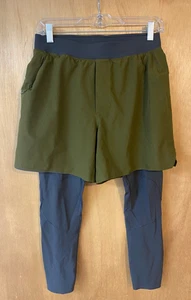 Lululemon Terrain 2 in 1 pantaloncino uomo verde nero freddo corsa - taglia M - Foto 1 di 2