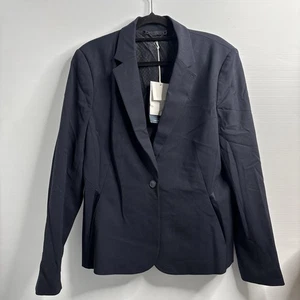JIGSAW Paris Brooke Tailored Shortline Jacket Blazer Womens Size UK16 US12 Navy - Picture 1 of 24