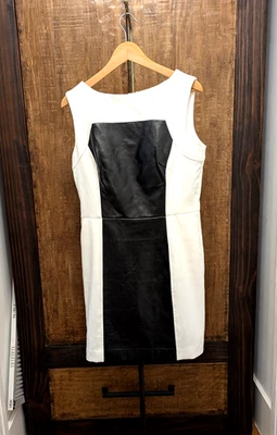 Vestido Vaina Original Milly of New York Retro Mod Bloque de Color Cuero Cordero 12 Foto 1 de 4