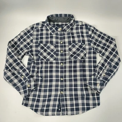 Lucky Brand Blue White Plaid Flannel Button Up Long Sleeve Shirt Youth Boys Sz 6 - Image 1 of 4
