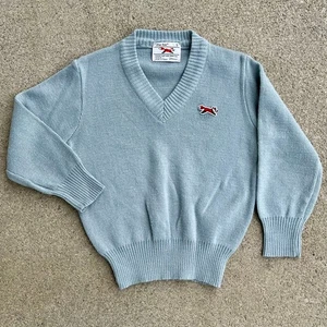 Vintage 70s JCPenney The Fox Kids 5 Gray V Neck Sweater - Picture 1 of 5