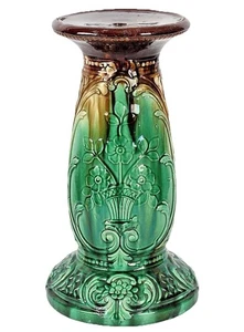 ANTIKE MAJOLIKA KUNSTKERAMIK BLUMENGARTEN PFLANZENSTÄNDER JARDINERE SOCKEL SOCKEL - Bild 1 von 14