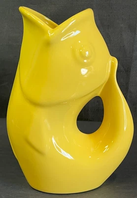 Jarra de gárgaras amarilla para peces 9,5" de alto ¡En muy buena condición! Gurglepot 2006 Foto 1 de 4