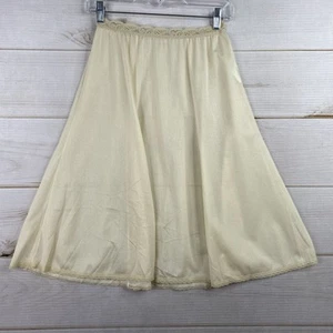 Vintage Olga Half Slip Size L 27 Cream Wide Lace Trim Nylon A-Line Lingerie - Picture 1 of 7