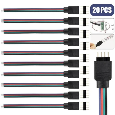 20pcs 4Pin RGB 5050 LED Connettore Strappo Luce Connettori Filo Accessori di Kit - Immagine 1 di 4