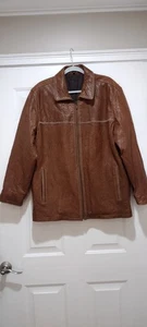 robert comstock braune gefütterte weiche Lederjacke mit durchgehendem Reißverschluss Größe L  - Bild 1 von 9