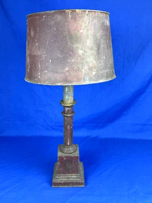 Редкий C.1915 «ОЛОВО» лампа и абажур, рано «Сделано во Франции для BIGELOW и KENNARD» - Изображение 1 из 4