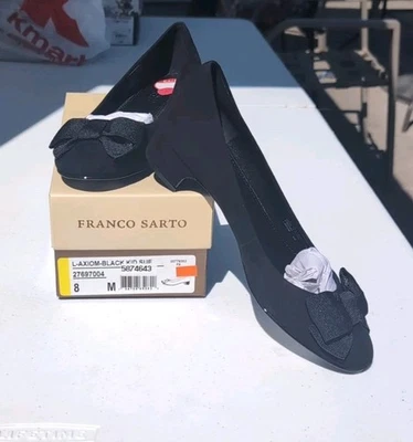 Black Suede With Bow Flats Women's Size 8 Franco Sarto - Image 1 of 4