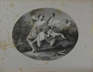 Arte antiguo William Hogarth himen y cupido mitología historia grabado 1850 - Imagen 1 de 8