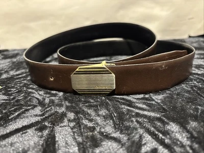 Vintage Christian Dior Logo Reversible Black Brown Leather Belt - Image 1 of 4