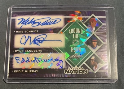 2025 Leaf Baseball Nation Schmidt/Sandberg/Murray Auto Purple 1/1 - Image 1 of 2