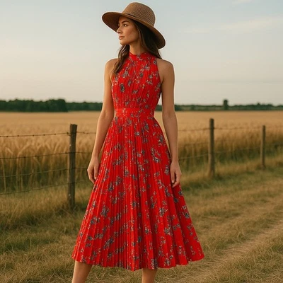 Nanette Lepore Dress Womens 4 Pleated Floral Boho Romanticcore Garden Party Chic - Image 1 of 4