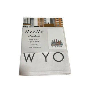 MooMo Studio New York Skyline Cityscape Tea Towel – 100% Cotton – 17x25 NWT - Picture 1 of 6