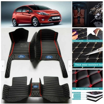 Carpets For Ford Fiesta 2006-2019 Car Floor Mats Pads Auto Cargo Liner Leather - Image 1 of 4