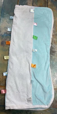 Snugly Baby ~ 毛绒蓝色和白色标签毯 ~ 30 x 33 英寸聚酯纤维 — 第 1/4 张图片