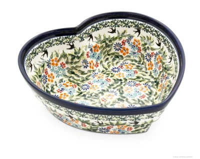 Original Bunzlauer Keramik 1,5L Herzschüssel Backform 22x8cm Dekor DU182 Inside - Bild 1 von 3