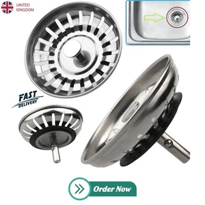 2x Edelstahl Ersatz Küche Spüle Abfluss Sieb Abtropffläche Abfall Stopfen UK - Bild 1 von 13