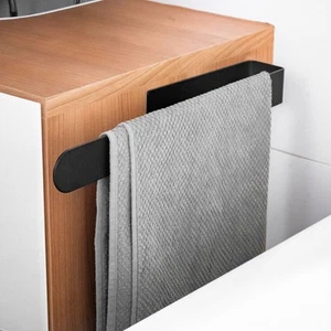 ELMOWO Edelstahl Handtuchhalter ohne Bohren Handtuchstange selbstklebend schwarz - Bild 1 von 8