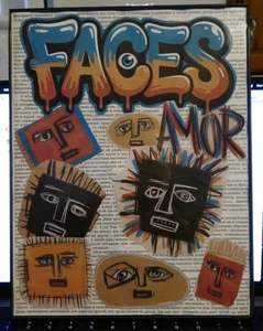 Signed Christina D Anderson Faces OOAK Original Mixed Media Art Collage Art - Picture 1 of 1