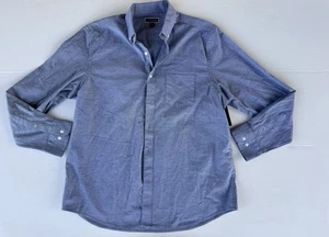NWT Men Club Room Blue Long Sleeve Button-Down Shirt Sz L 97% Cotton 3% Spandex - Picture 1 of 9
