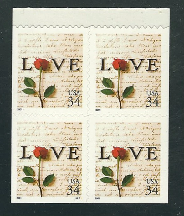 Scott # 3498...34 Cent...LOVE...Bklt Pane of 4 - Image 1 of 1