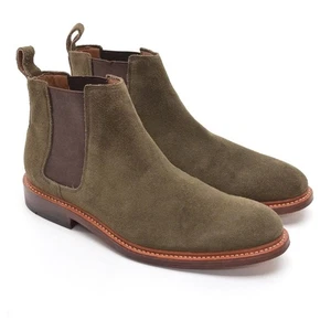 Men Bostonian Somerville Hi Chelsea Boots 10.5 M Olive Green Suede Pull On Shoes - Picture 1 of 7